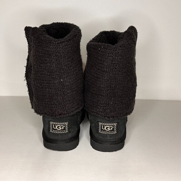 Ugg (3066) Cardy Lattice Knit Black Sweater 3 Button Boots Women Size 8 - Picture 3 of 10